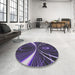 Round Machine Washable Transitional Lavender Purple Rug in a Office, wshpat1809