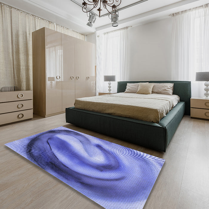 Patterned Denim Blue Rug in a Bedroom, pat181blu