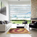 Square Patterned Brown Red Rug in a Living Room, pat181brn