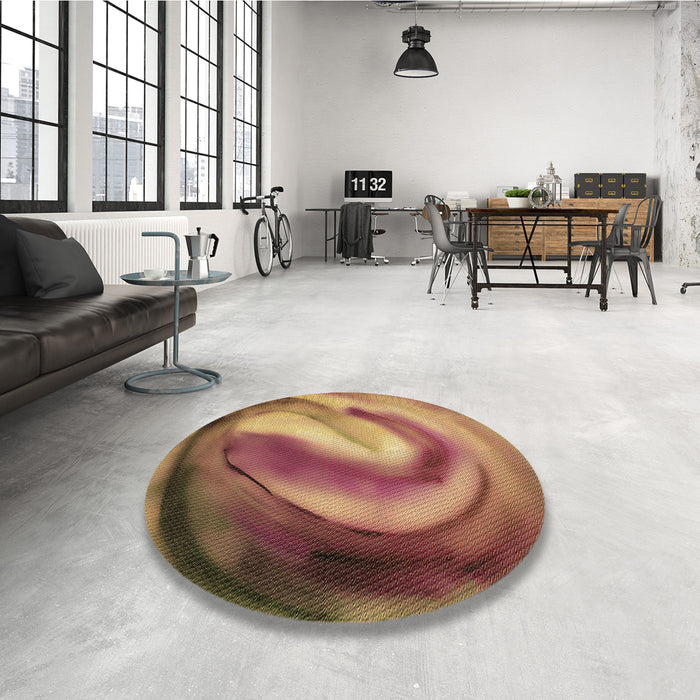 Round Patterned Brown Red Rug in a Office, pat181brn