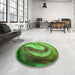 Round Patterned Green Rug in a Office, pat181grn