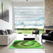 Square Patterned Green Rug in a Living Room, pat181grn