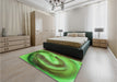 Patterned Green Rug in a Bedroom, pat181grn