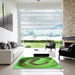 Machine Washable Transitional Green Rug in a Kitchen, wshpat181grn