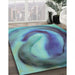 Machine Washable Transitional Azure Blue Rug in a Family Room, wshpat181lblu