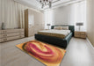 Patterned Orange Rug in a Bedroom, pat181org