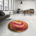 Round Patterned Orange Rug in a Office, pat181org