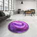 Round Patterned Purple Rug in a Office, pat181pur