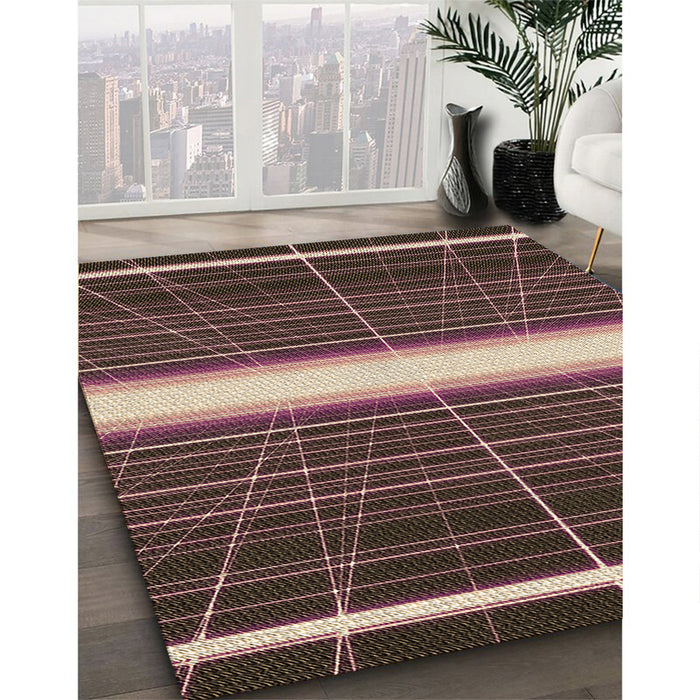 Patterned Purple Lily Purple Rug in Family Room, pat1810brn