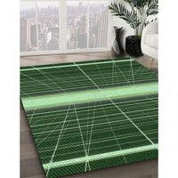 Patterned Dark Forest Green Rug, pat1810grn