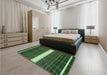 Patterned Dark Forest Green Rug in a Bedroom, pat1810grn