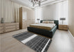 Patterned Gunmetal Gray Rug in a Bedroom, pat1810gry