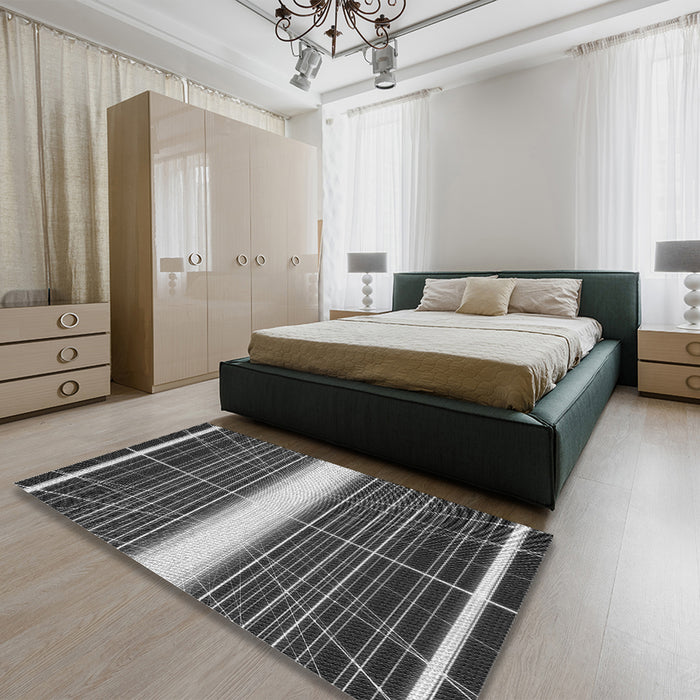 Patterned Gunmetal Gray Rug in a Bedroom, pat1810gry