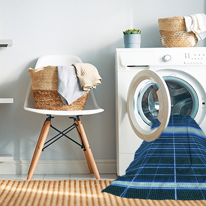 Machine Washable Transitional Blue Rug in a Washing Machine, wshpat1810lblu