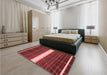 Patterned Cranberry Red Rug in a Bedroom, pat1810rd