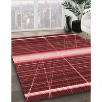 Patterned Cranberry Red Rug, pat1810rd