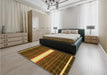 Patterned Caramel Brown Rug in a Bedroom, pat1810yw