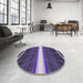 Round Machine Washable Transitional Lavender Purple Rug in a Office, wshpat1810