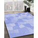 Patterned Sky Blue Rug in Family Room, pat1811blu