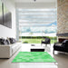 Square Patterned Lime Mint Green Rug in a Living Room, pat1811grn