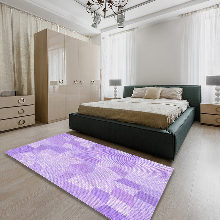 Patterned Purple Rug in a Bedroom, pat1811pur