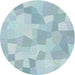 Square Machine Washable Transitional Blue Rug, wshpat1811