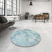 Round Patterned Blue Novelty Rug in a Office, pat1811