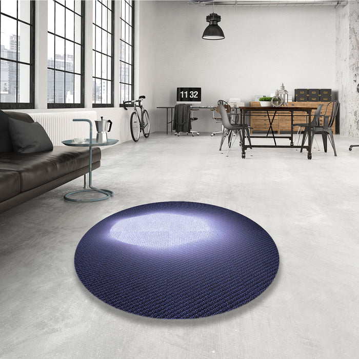 Round Patterned Night Blue Rug in a Office, pat1812blu
