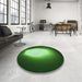 Round Patterned Deep Emerald Green Rug in a Office, pat1812grn