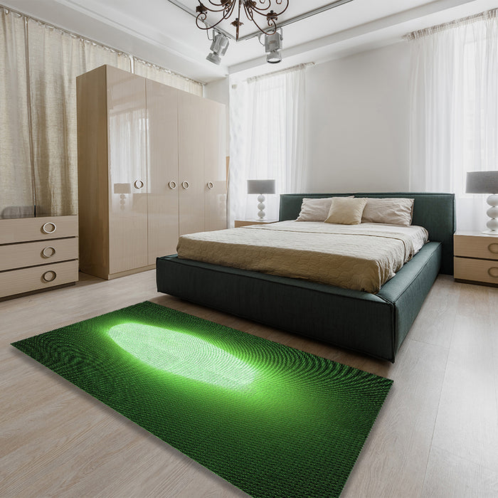 Patterned Deep Emerald Green Rug in a Bedroom, pat1812grn
