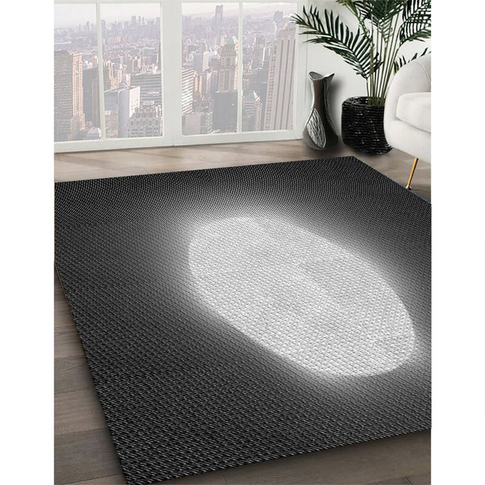 Patterned Charcoal Black Rug in Family Room, pat1812gry