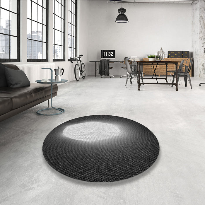 Round Patterned Charcoal Black Rug in a Office, pat1812gry