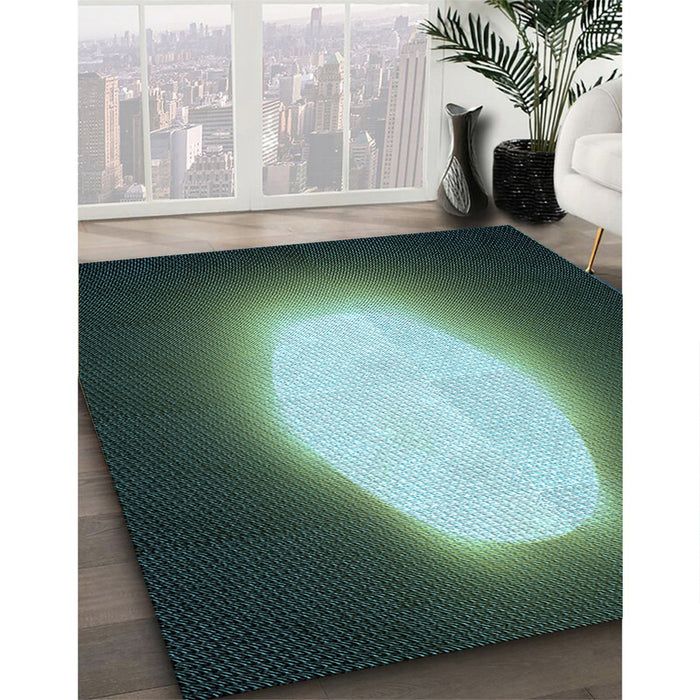 Patterned Mint Green Rug in Family Room, pat1812lblu