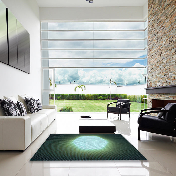 Square Patterned Mint Green Rug in a Living Room, pat1812lblu