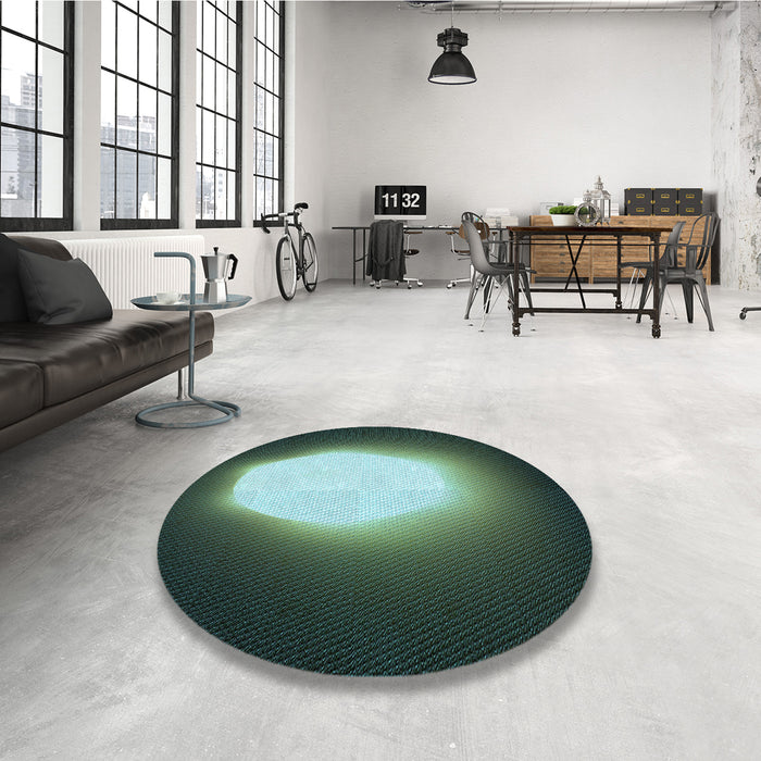 Round Patterned Mint Green Rug in a Office, pat1812lblu