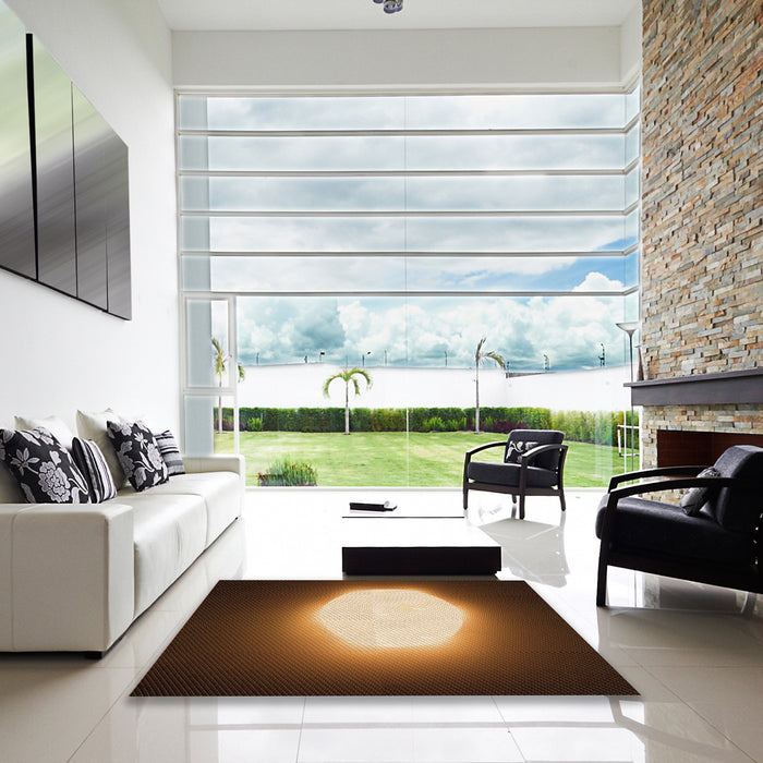 Square Patterned Bronze Brown Rug in a Living Room, pat1812org