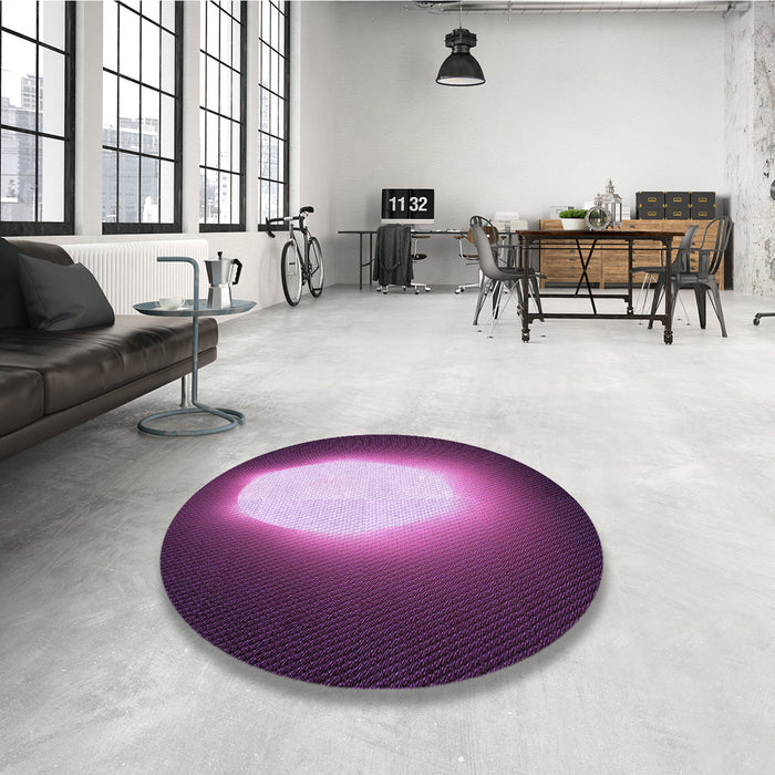 Round Patterned Orchid Purple Rug in a Office, pat1812pur