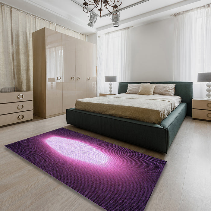 Round Machine Washable Transitional Orchid Purple Rug in a Office, wshpat1812pur