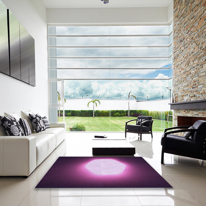 Square Patterned Orchid Purple Rug in a Living Room, pat1812pur