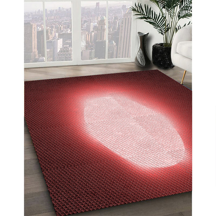 Patterned Dark Red Rug in Family Room, pat1812rd