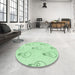 Round Patterned Mint Green Rug in a Office, pat1813grn