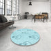 Round Patterned Diamond Blue Rug in a Office, pat1813lblu