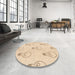 Round Patterned Moccasin Beige Rug in a Office, pat1813org