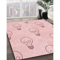 Patterned Light Coral Pink Rug, pat1813rd