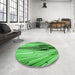 Round Patterned Green Rug in a Office, pat1814grn