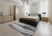 Patterned Cloud Gray Rug in a Bedroom, pat1814gry