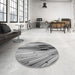 Round Patterned Cloud Gray Rug in a Office, pat1814gry