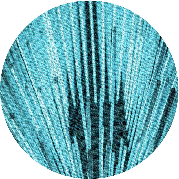 Square Patterned Dark Cyan Green Rug, pat1814lblu