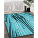 Machine Washable Transitional Dark Cyan Green Rug in a Family Room, wshpat1814lblu