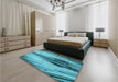 Patterned Dark Cyan Green Rug in a Bedroom, pat1814lblu
